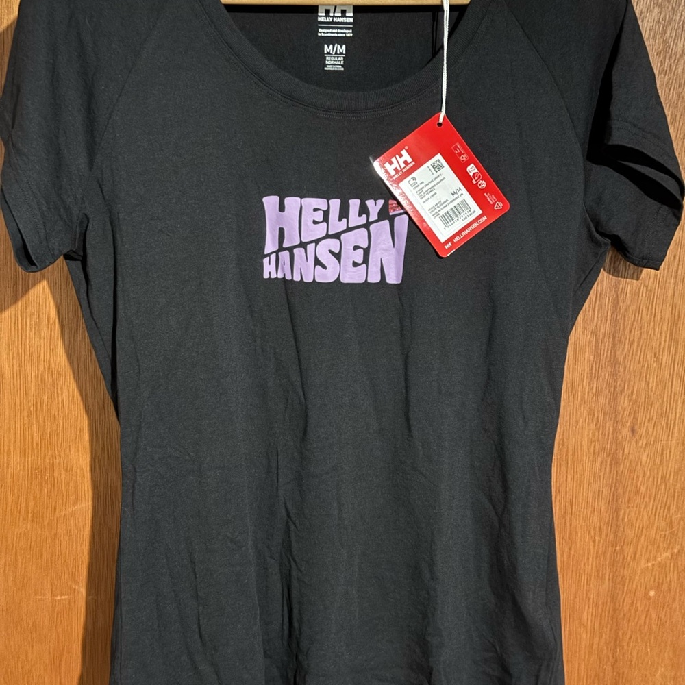 Helly Hansen Black and Purple Women's Tee (Brand New)